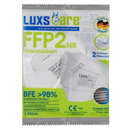 LuxsCare® FFP2 Masken – einzeln verpackt, Verpackung